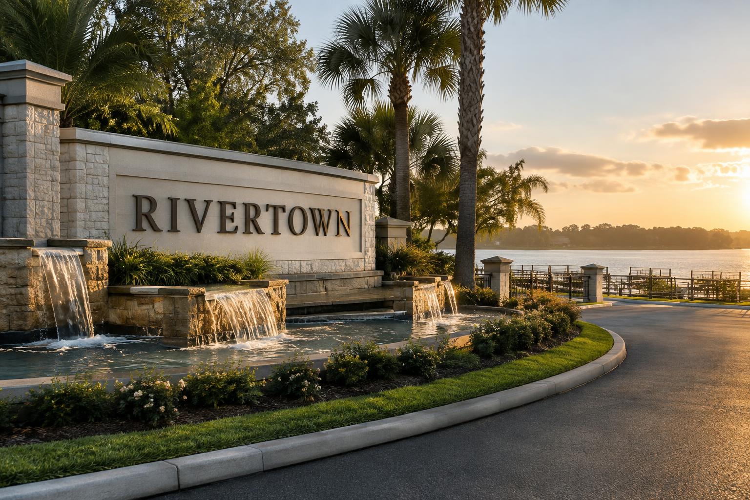RiverTown St. Johns FL new homes community entrance sign by the river
